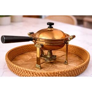 Antique Sternau Copper Chafing Dish Brass Warming Stand Victorian Buffet Server